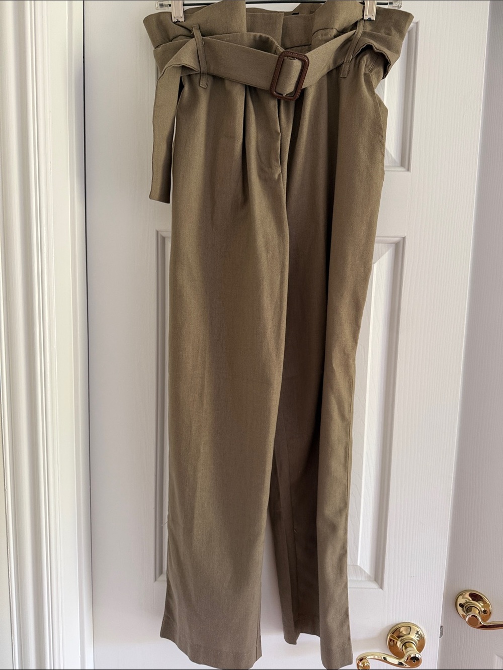 CAARA Women's  High-Waist Paperbag Pants - Olive- size M